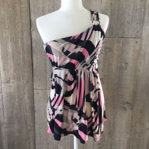 Express Black and Pink One Shoulder sz M top